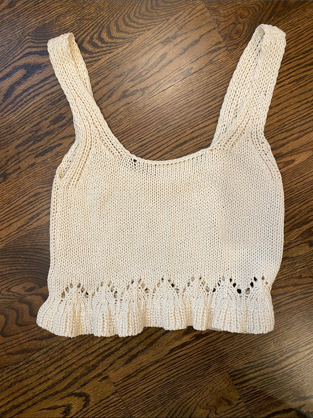 ba&sh Cream Knit Ruffle-Hem Tank Top - Picture 3 of 3